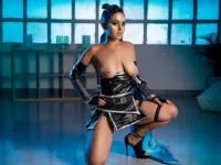 Cosplay of Valkyrie showing big tits in porn parody